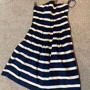 GAP Strapless Dress in Navy and Cream Stripes